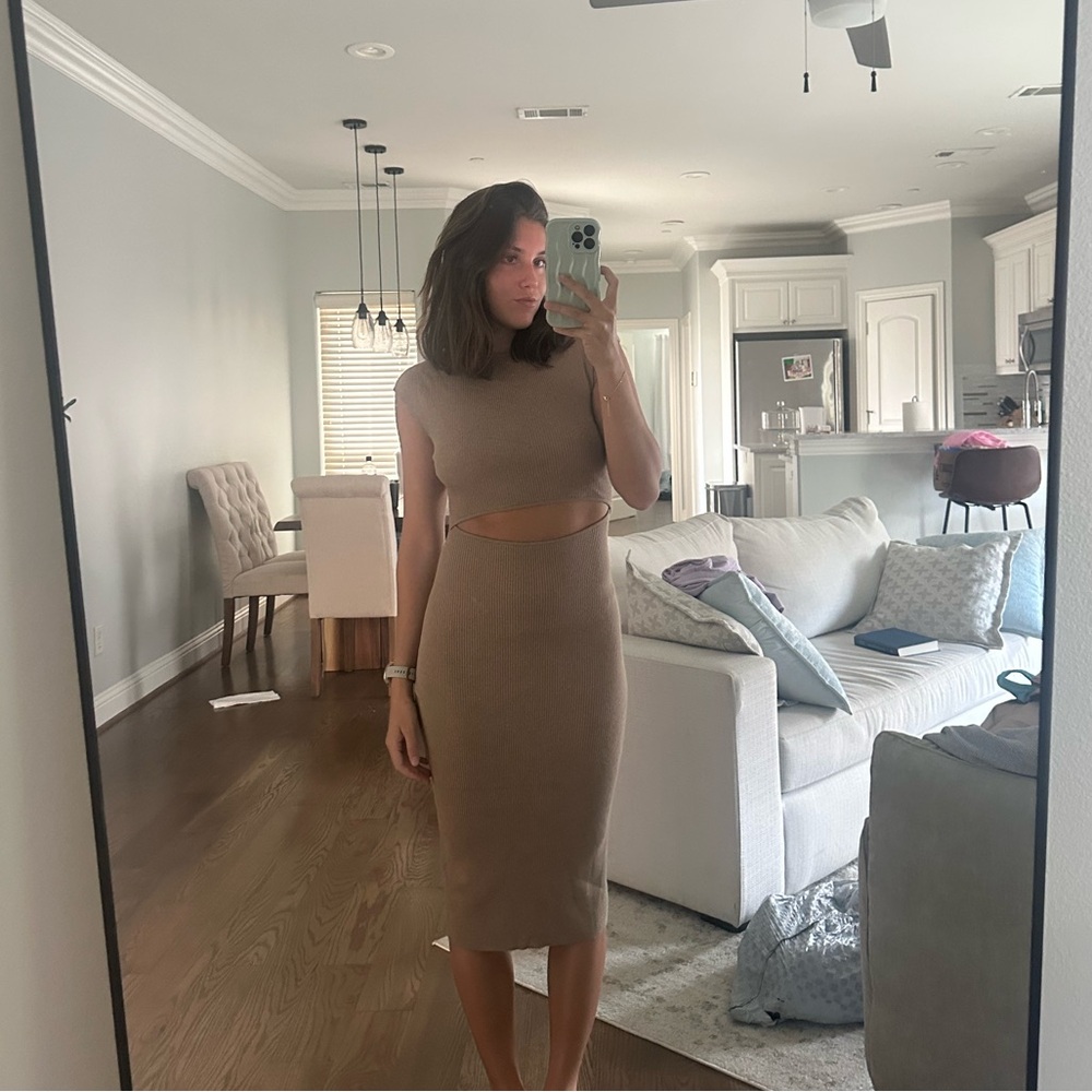 Aritzia knit cut out midi dress